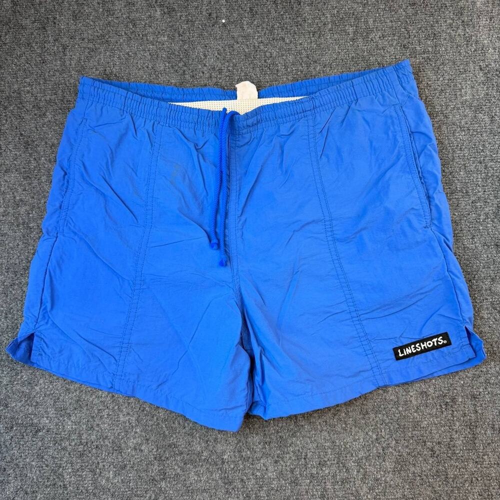 Vintage Lineshots Blue Swim Trunks Mens Size S Drawstring Elastic Needs Repa